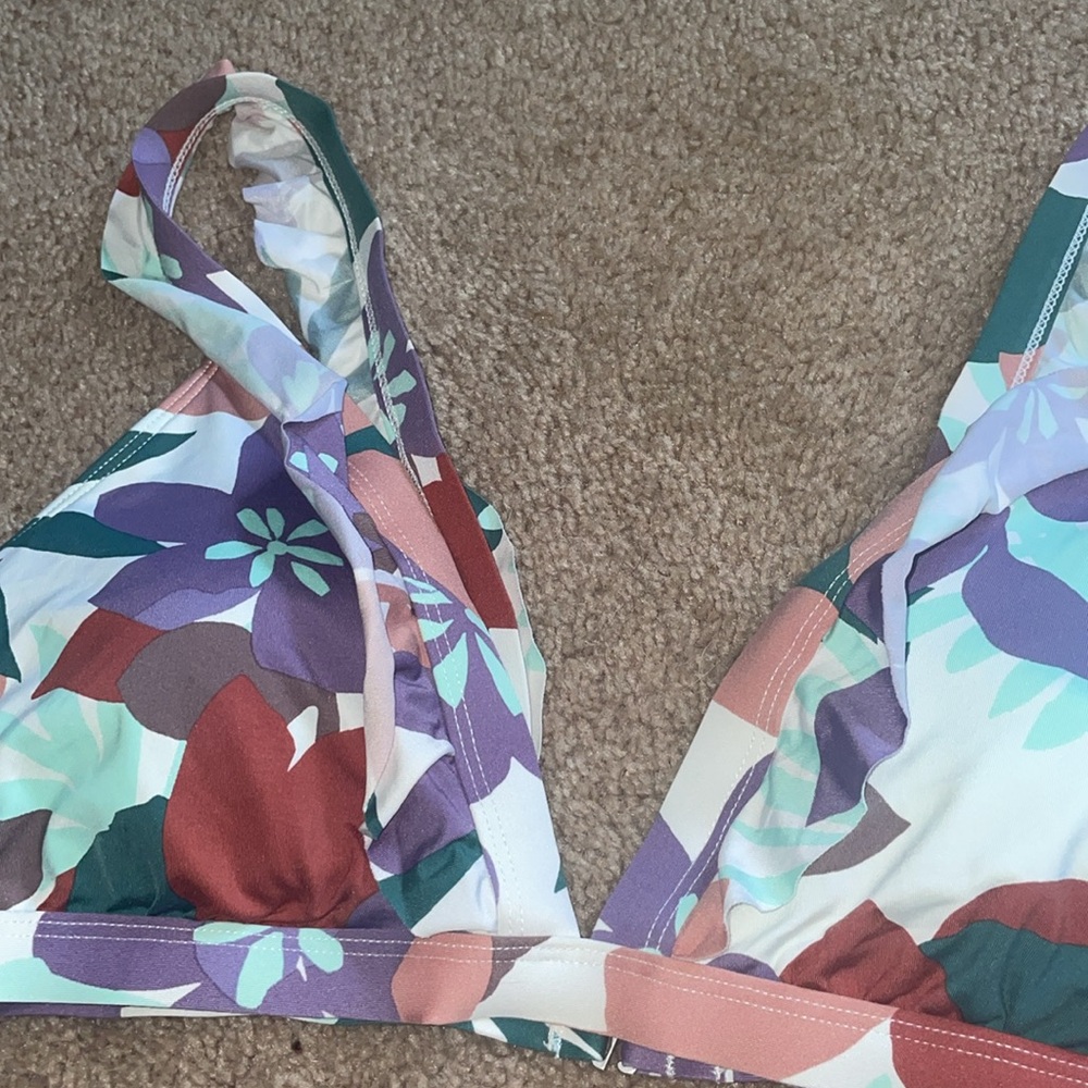 Time and Tru Mint Green Bikini Bottom floral bikini size large/medium swim wear - Picture 4 of 7